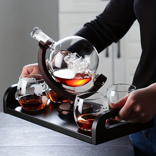 Globe Whiskey Decanter Set